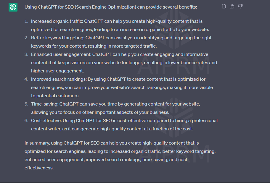 ChatGPT e SEO: Como usar o ChatGPT para melhorar o SEO do seu site 2 Benefits of Using ChatGPT for SEO prompt on chatgpt
