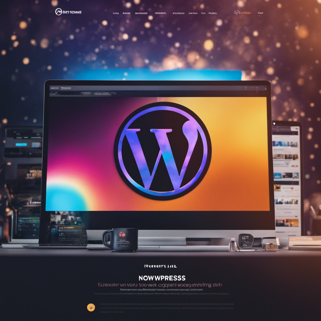 A vibrant image showcasing a WordPress logo surrounded by various website creation tools, with a pricing chart overlay displaying different packages