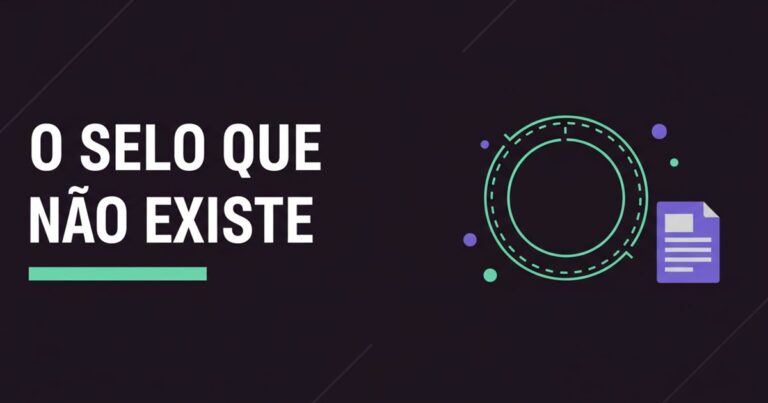 Ilustração de um selo circular vazio com contorno tracejado ao lado de um documento, representando o selo do Livro de Reclamações que a lei não exige
