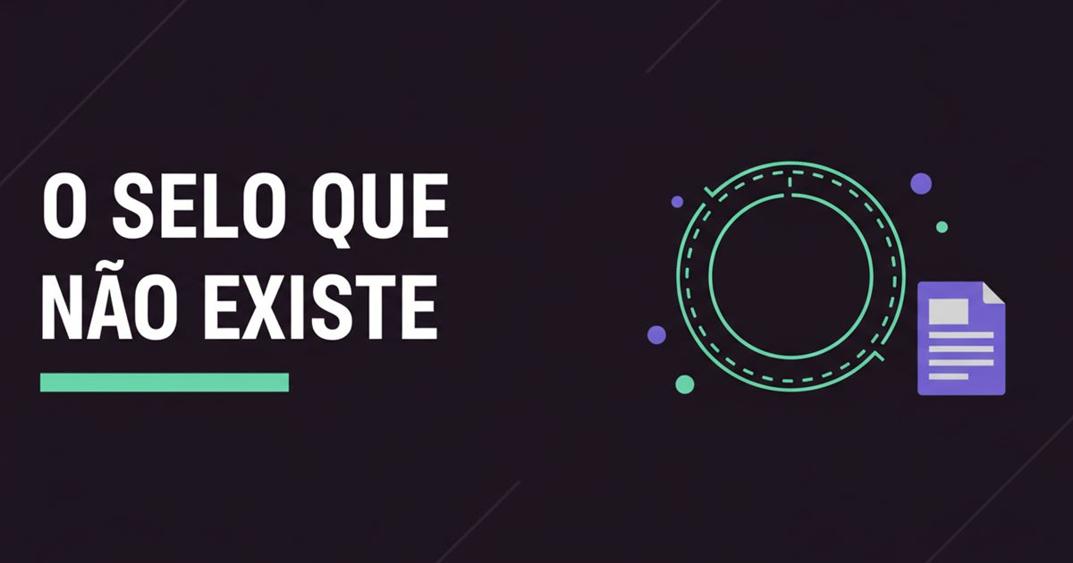 Ilustração de um selo circular vazio com contorno tracejado ao lado de um documento, representando o selo do Livro de Reclamações que a lei não exige