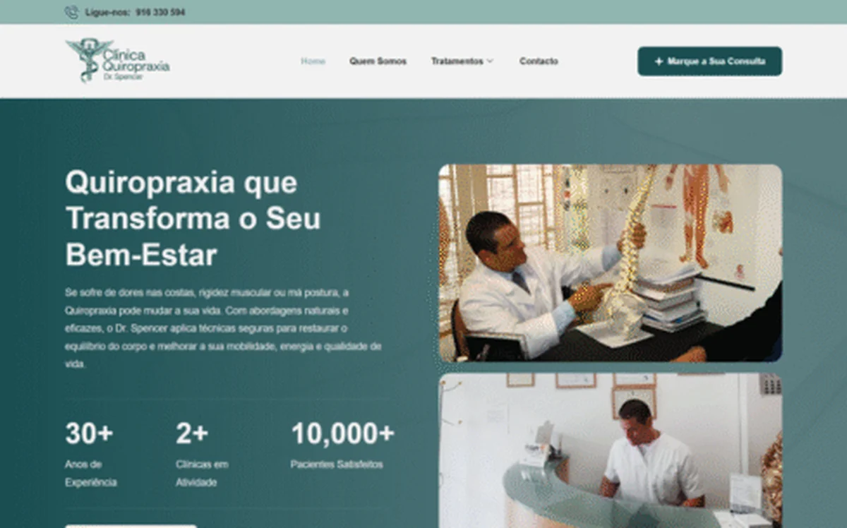 Página principal do site de Clínica Dr. Spencer