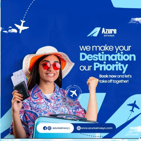 Publicação para redes sociais criada para Azure Airways