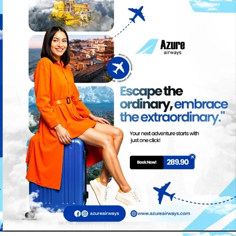 Publicação para redes sociais criada para Azure Airways