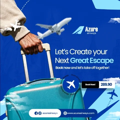 Publicação para redes sociais criada para Azure Airways