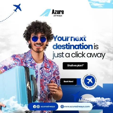 Publicação para redes sociais criada para Azure Airways