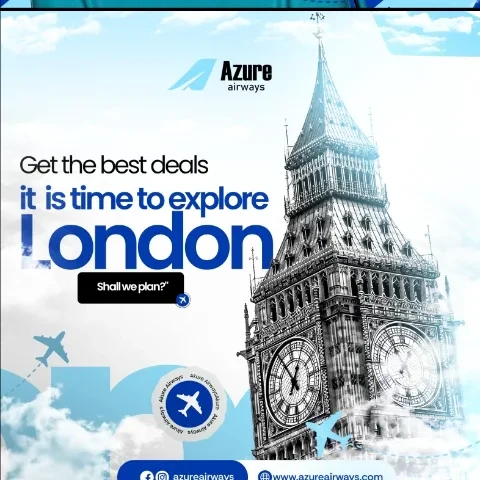 Publicação para redes sociais criada para Azure Airways