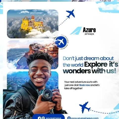 Publicação para redes sociais criada para Azure Airways