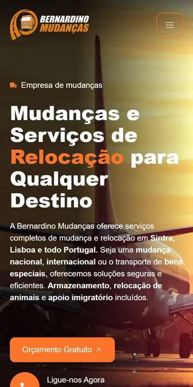 O mesmo site num telemóvel