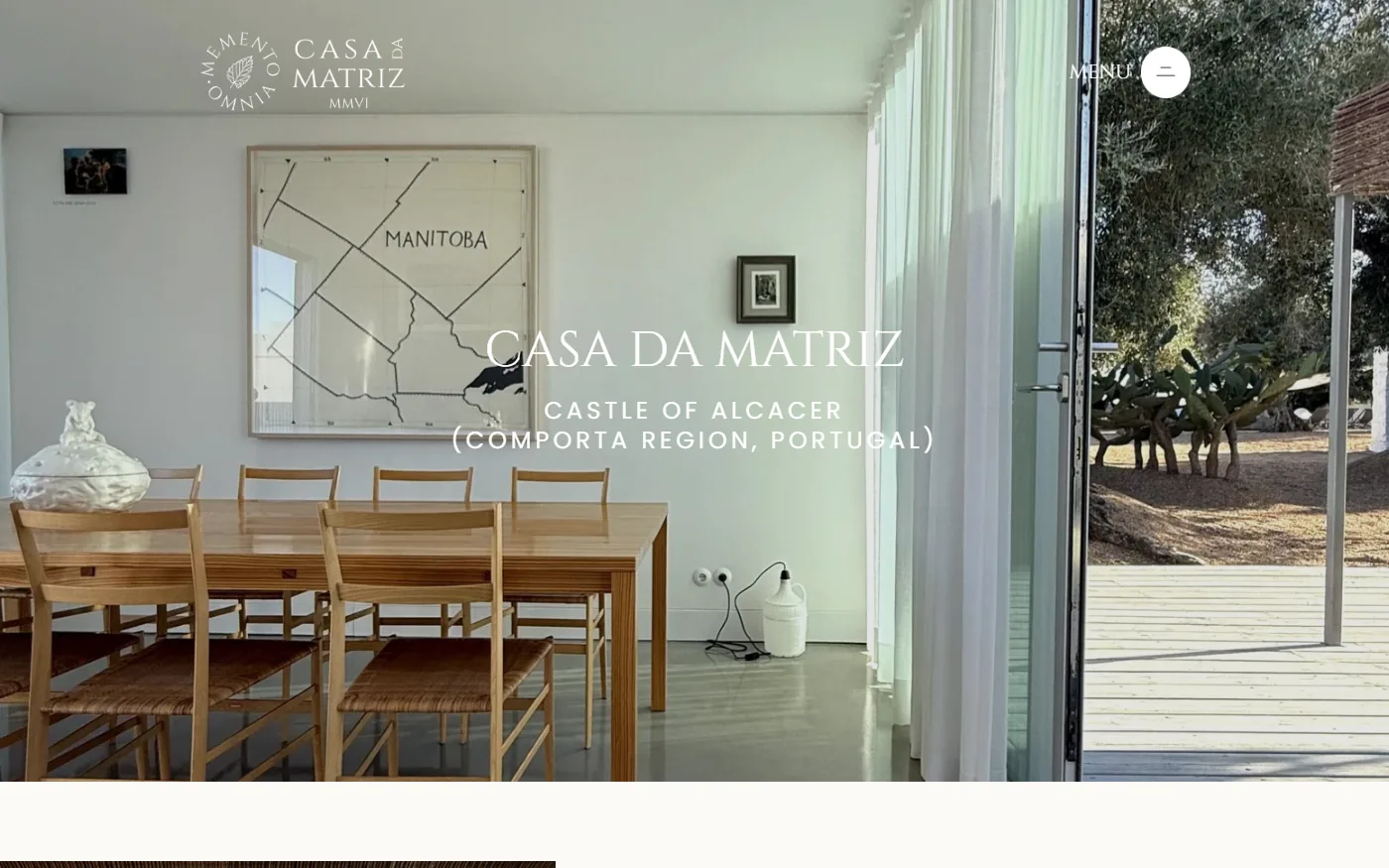 Página principal do site de Casa da Matriz