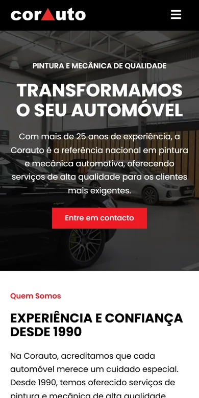 O mesmo site num telemóvel