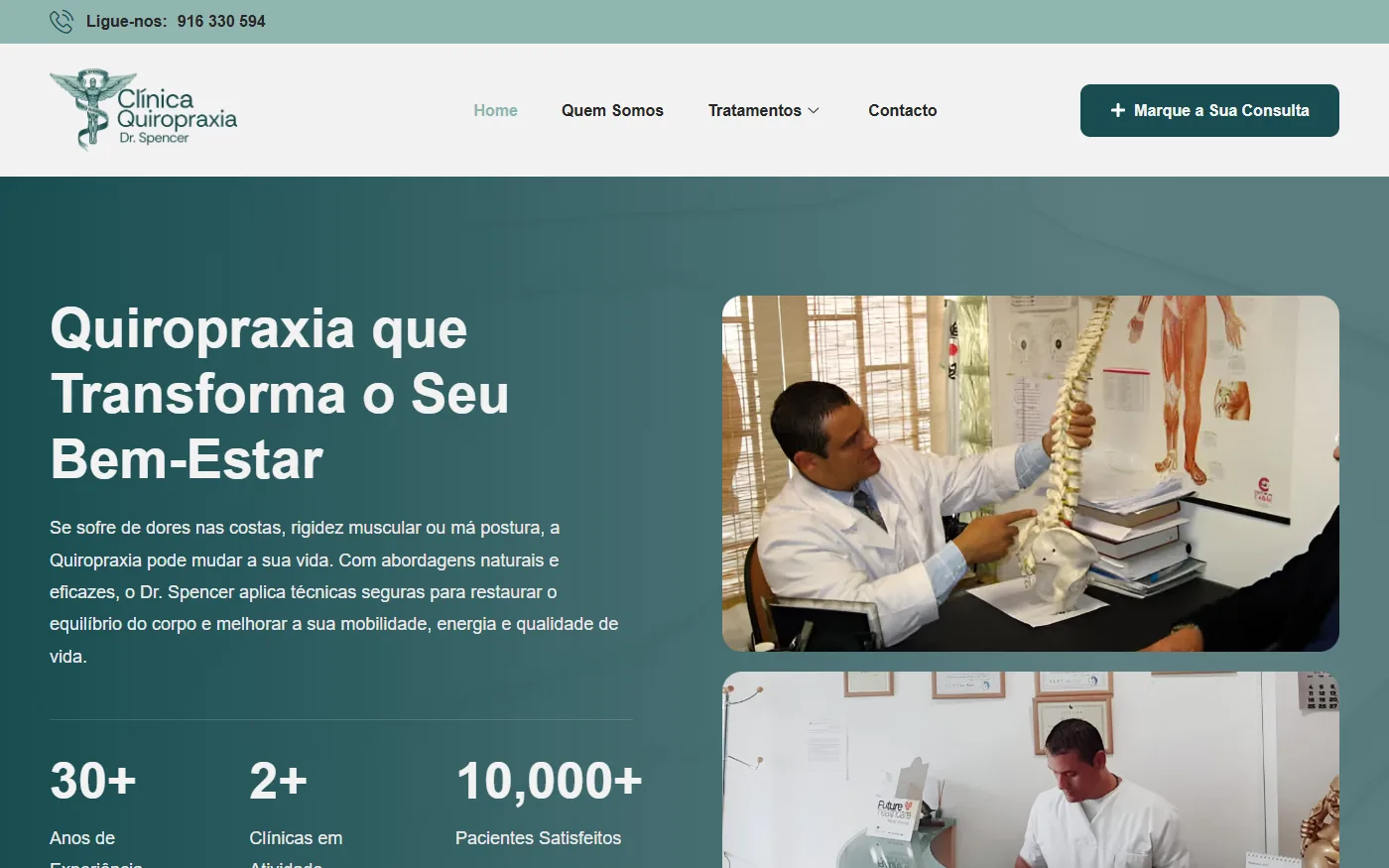 Página principal do site de Clínica Dr. Spencer