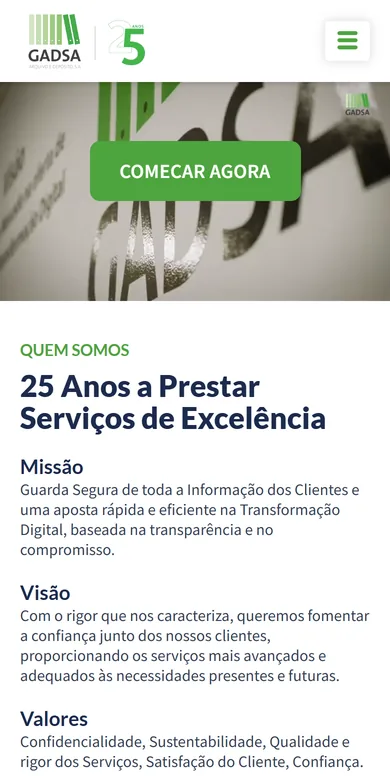 O mesmo site num telemóvel