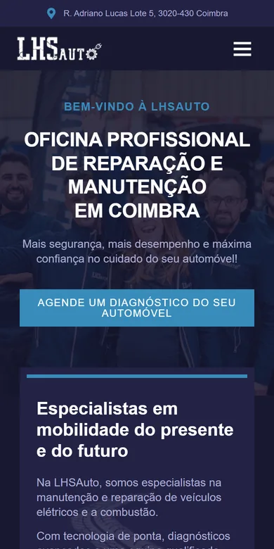 O mesmo site num telemóvel