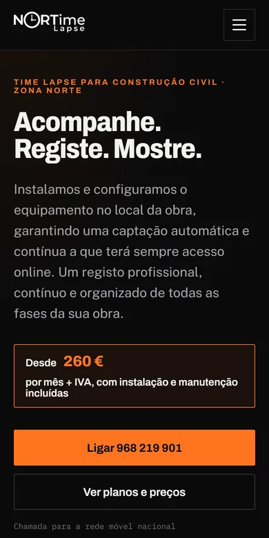 O mesmo site num telemóvel