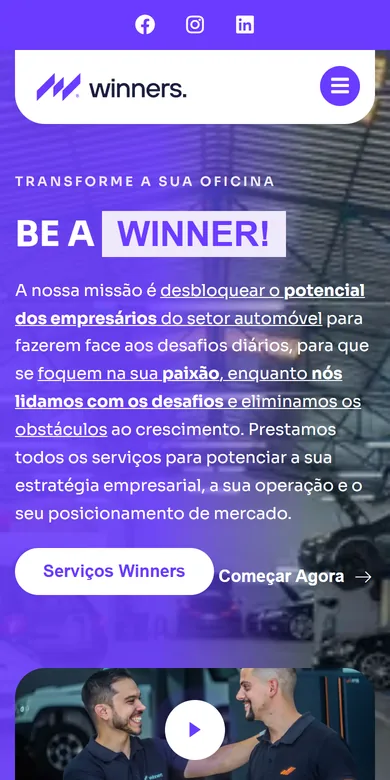 O mesmo site num telemóvel